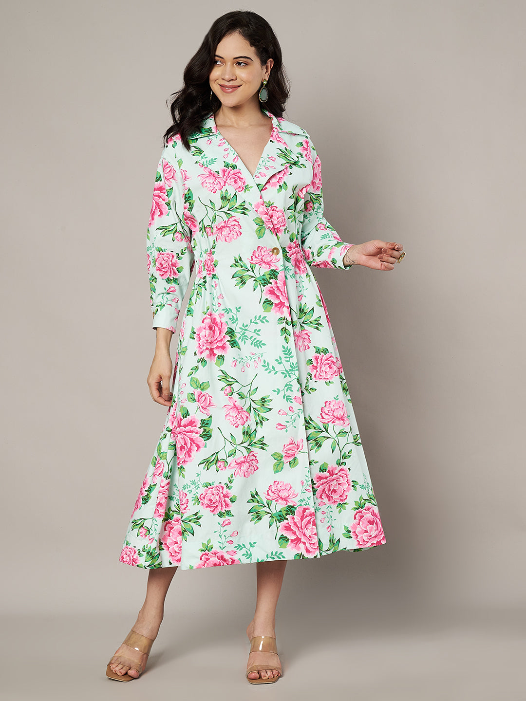 Midsummer Floral Printed Trenchcoat Dress