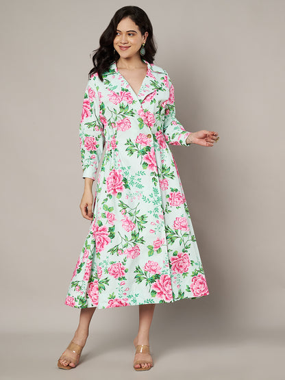Midsummer Floral Printed Trenchcoat Dress