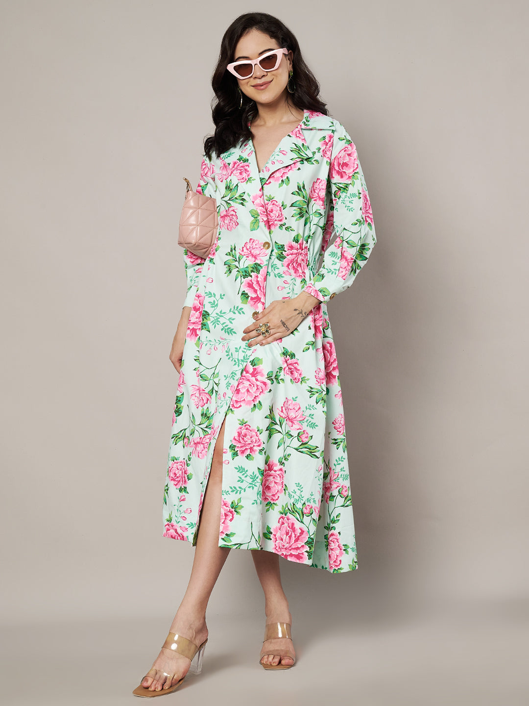 Midsummer Floral Printed Trenchcoat Dress