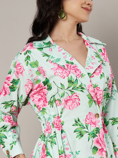 Midsummer Floral Printed Trenchcoat Dress