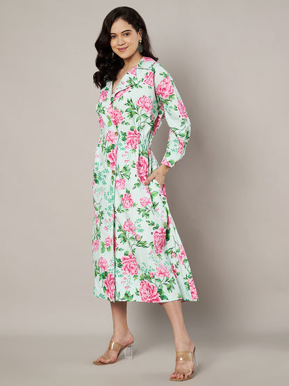 Midsummer Floral Printed Trenchcoat Dress