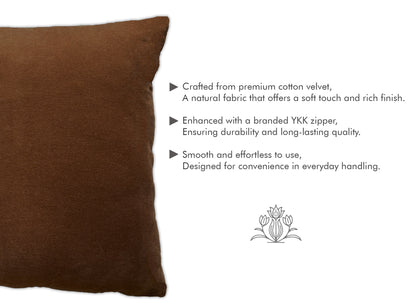 Solid Brown Velvet Cushion Cover