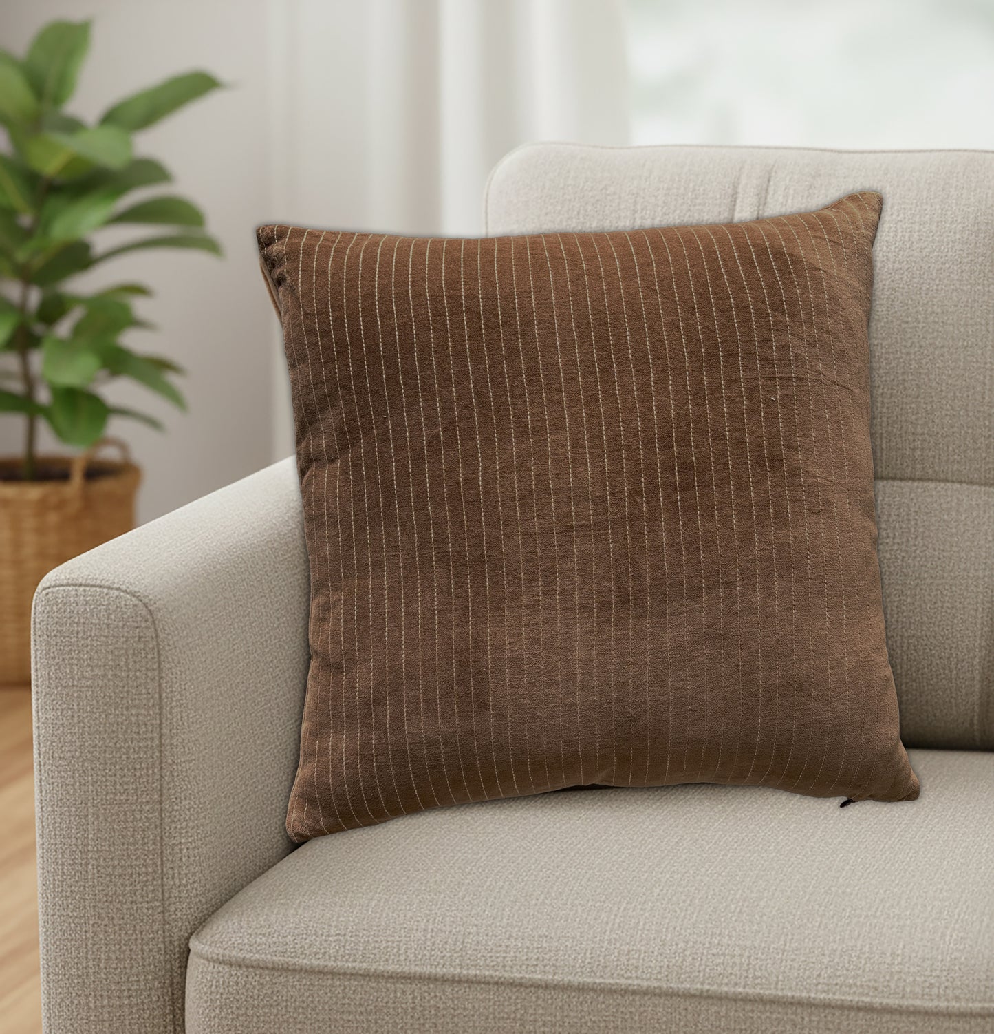 Stitchline Brown Velvet Cushion Cover