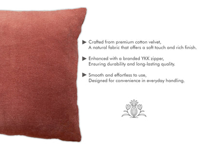 Solid Peach Velvet Cushion Cover