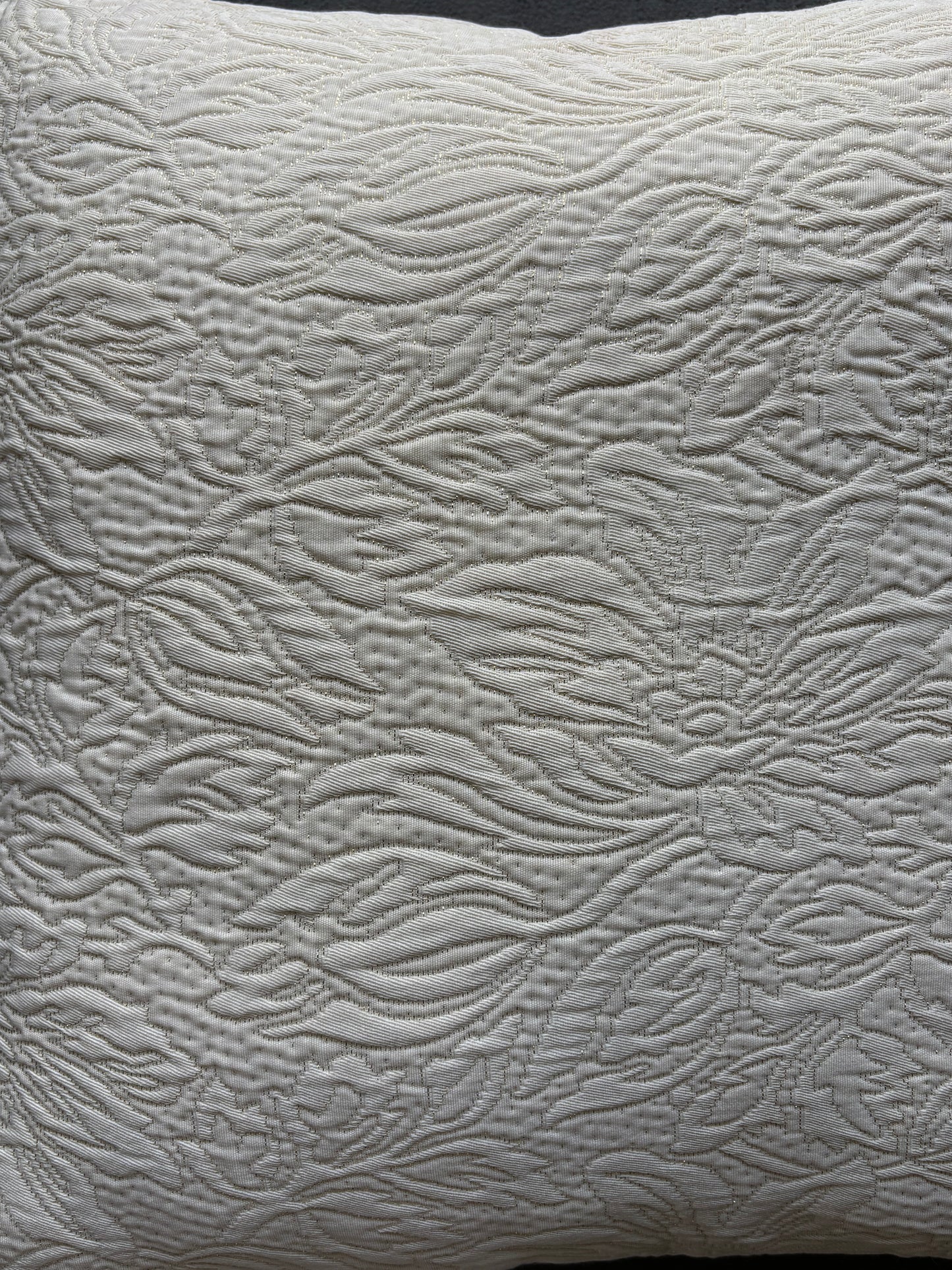 Off-White Zari Quilted Cotton Cushion Cover