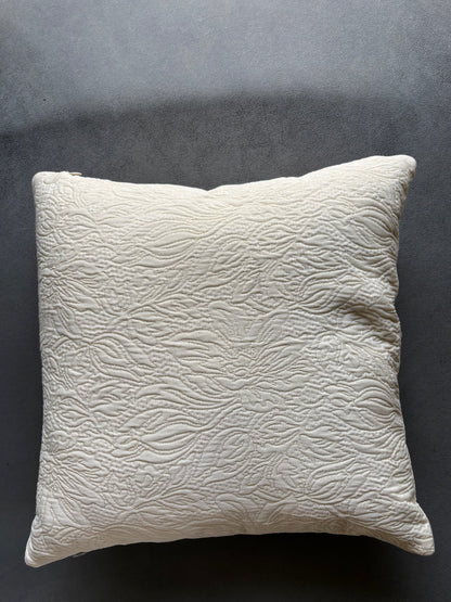 Off-White Zari Quilted Cotton Cushion Cover