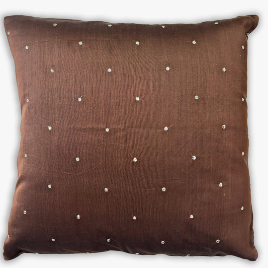 Star Gaze Brown Embroidered Cushion Cover