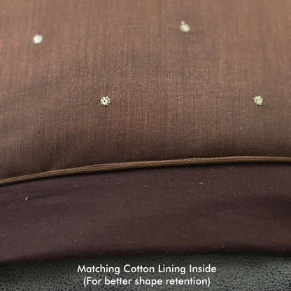 Star Gaze Brown Embroidered Cushion Cover