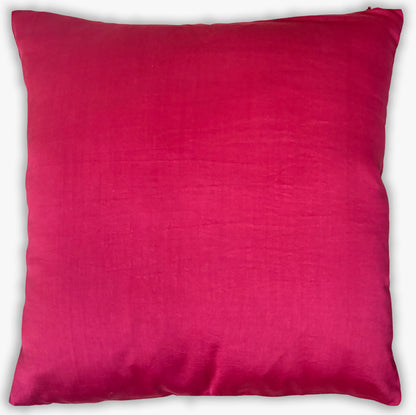 Paisley Reverie Fuchsia Pink Embroidered Cushion Cover