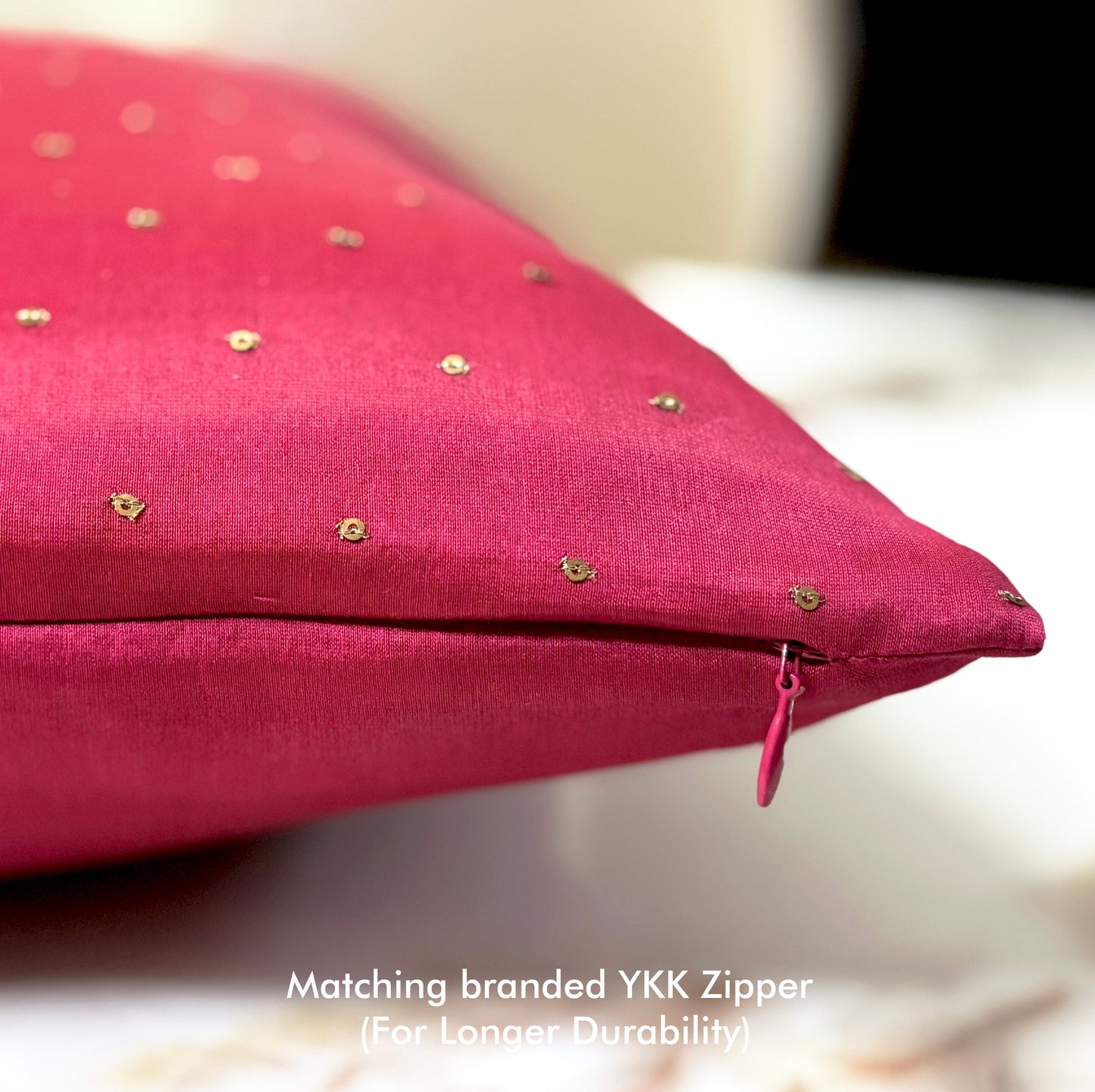 Paisley Reverie Fuchsia Pink Embroidered Cushion Cover