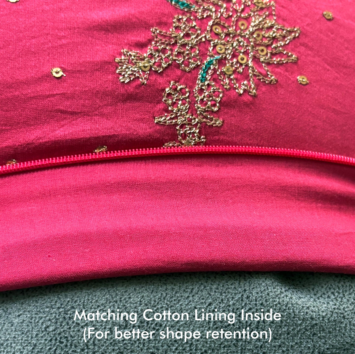 Paisley Reverie Fuchsia Pink Embroidered Cushion Cover