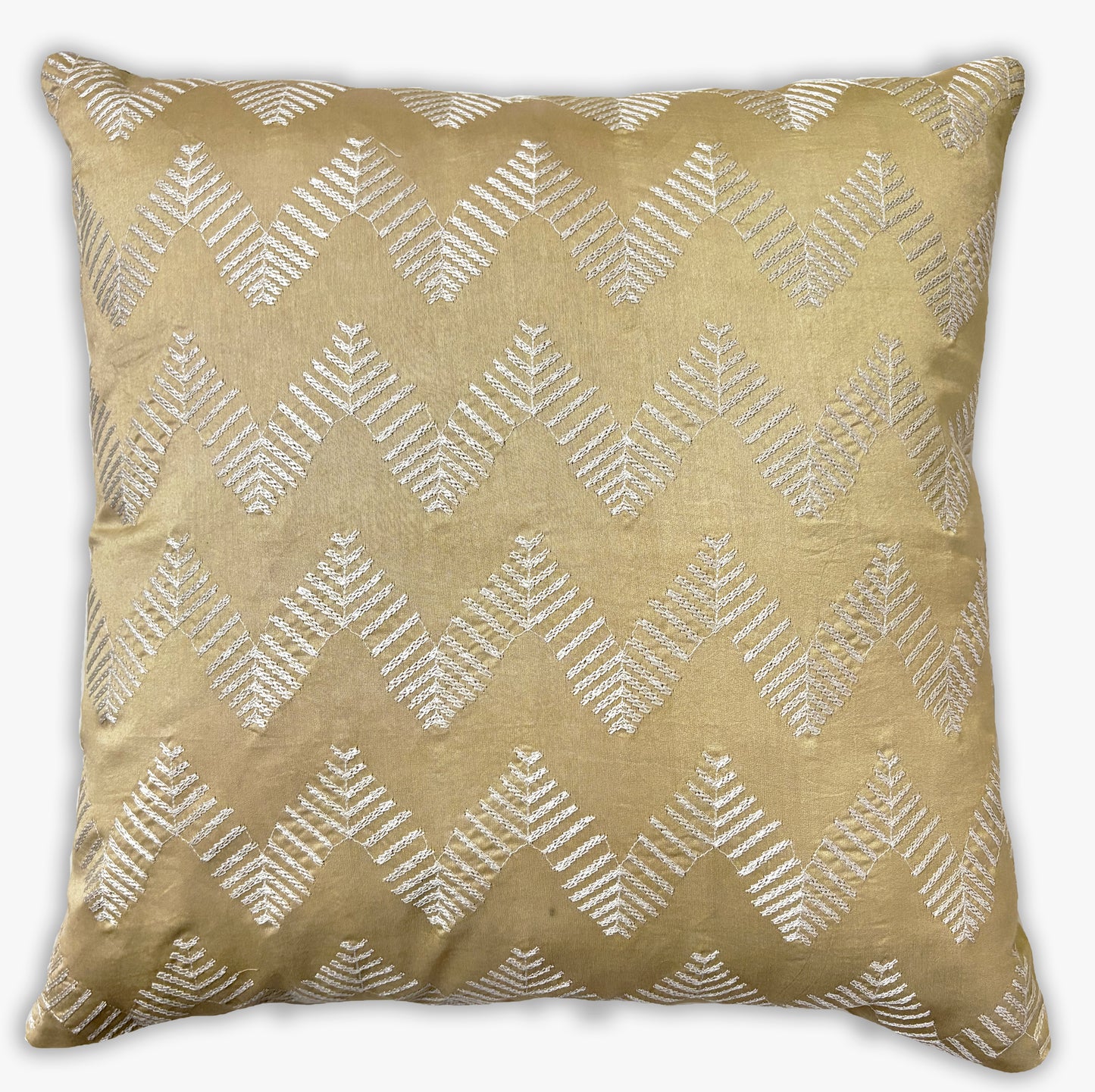 Gilded Chevron Golden Threadwork Cushion Cover