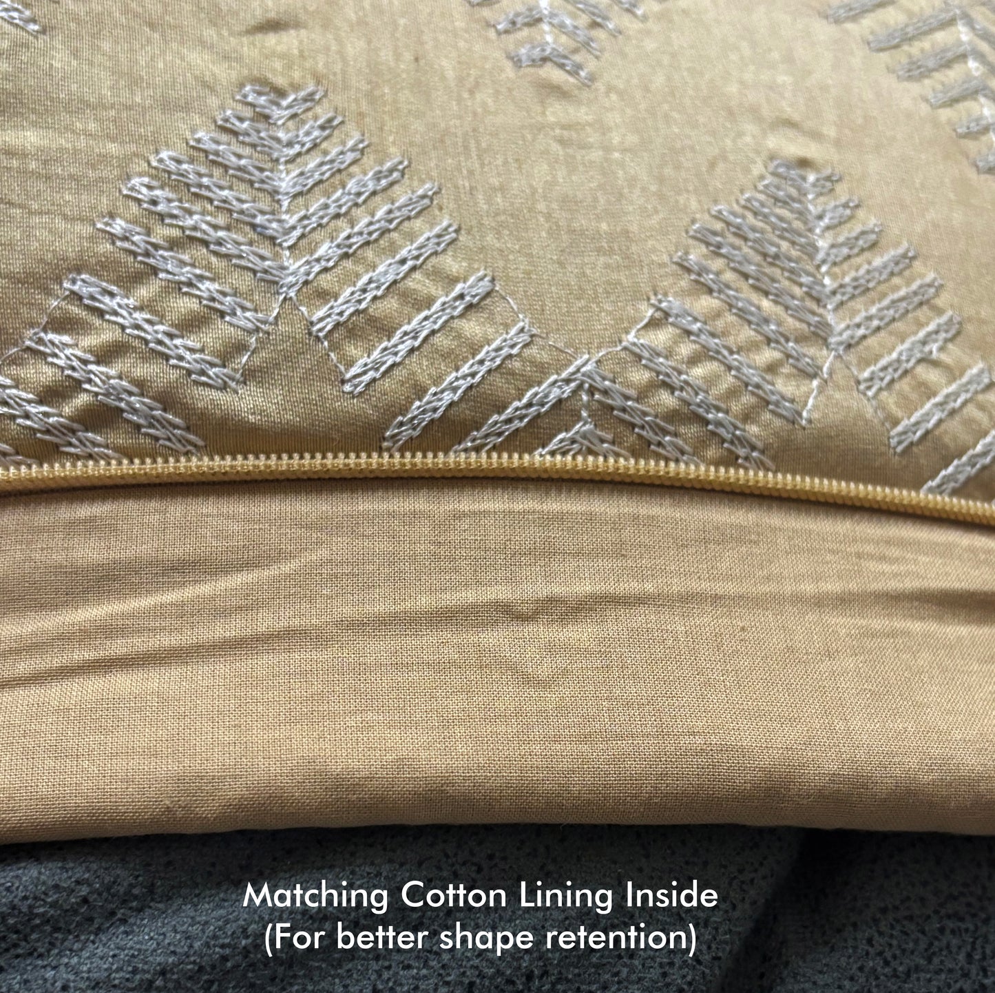 Gilded Chevron Golden Threadwork Cushion Cover