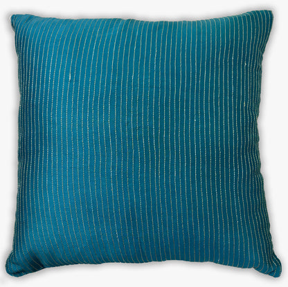 Zari Tide Petrol Blue Embroidered Cushion Cover