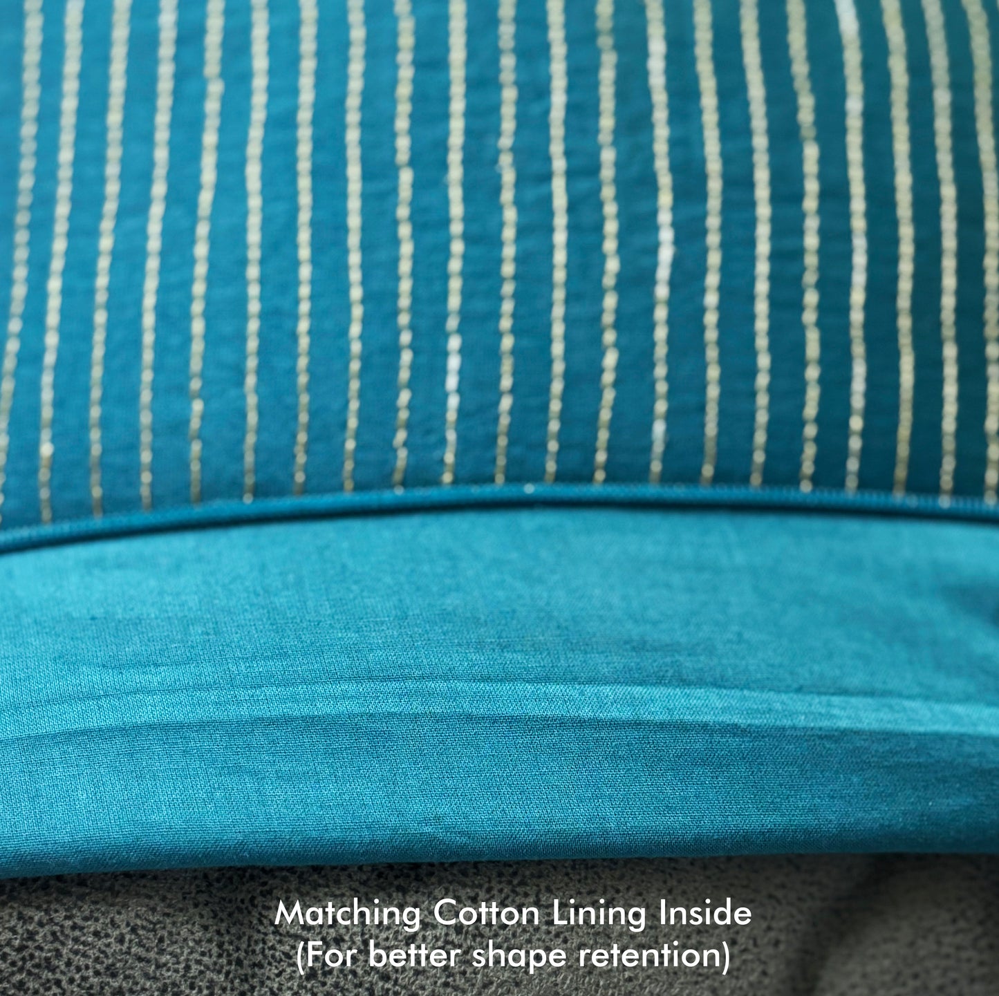 Zari Tide Petrol Blue Embroidered Cushion Cover